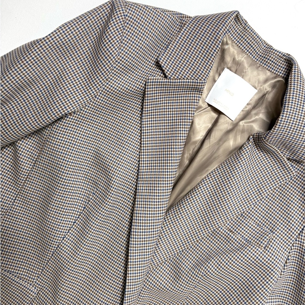 Mango Blue & Tan Houndstooth Double Breasted Blaz… - image 4